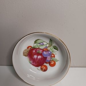 vintage John Wagner and Sons Ramekin dish fruit motive with gold trim